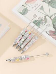 5支时尚银色DIY串珠笔，饰以大量水钻，适合派对装饰、节日礼物，是女性的理想之选。 - 銀色 - 查看 3