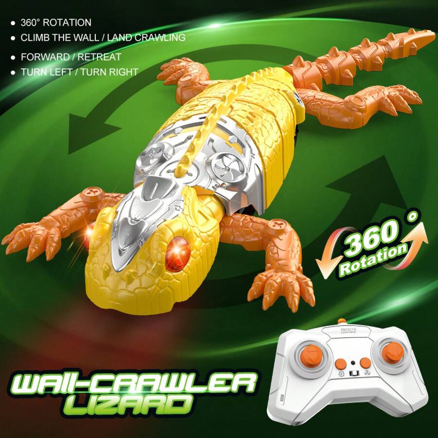 Remote Controlled Robotic Lizard - Educational Toy With Climbing And Realistic Movements - Yellow Climbing Lizard [Land + Climbing Dual Mode] - View 1