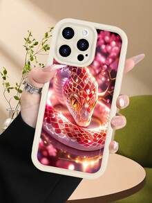 Funda de teléfono minimalista y gruesa a prueba de caídas, diseño de serpiente roja con flores de cerezo y efecto luminoso, estilo místico y artístico, ideal para mujeres, protección completa, perfecta para regalos festivos, compatible con Apple 17/16/15/14/13/12/11/Pro/ProMax,compatible con Galaxy A34/A35/A54/A55,Galaxy S20/S21/S22/S23/S24/S25 Ultra/Plus,compatible con Moto/Galaxy/Redmi/Honor/OPPO Soft - Blanco - Ver 2
