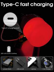 Bombilla recargable con batería, luz de emergencia compacta y redonda, adecuada para luces de pared sin cableado, carga USB, batería de 500mAh - Multicolor - Ver 3