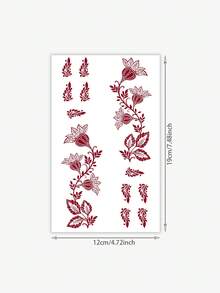 1 hình xăm tạm thời bằng henna, họa tiết ren hoa màu nâu đỏ, chống thấm nước, chống mồ hôi, có thể giặt được, hình xăm vẽ tay sống động như thật, thích hợp cho đám cưới, tiệc tùng, lễ hội. - Đỏ - Xem 7