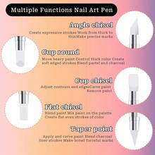 10 Pcs Nail Art Sculpture Pen Dual Tipped Silicone Nail Tools Nail Art Acrylic Pen Silicone Brushes For Resin Nail Art Tools For Design Nail Foil Carving Drawing Effect Shaping Drawing,10pcsstyleB - 10件套B款 - 查看 8