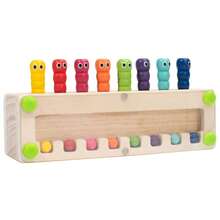 Caixa de Classificação e Combinação de Madeira para Inserção de Palitos, Jogo de Correspondência de Cores e Treinamento de Coordenação Olho-Mão, Jogo Sensorial Cognitivo, Brinquedos e Presentes de Aniversário, Natal e Ano Novo - Caixa para Combinar Cores - Visão 5