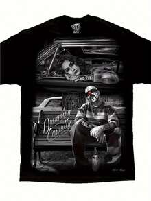 Low Graphic T-Shirt For Men Chicano Art Lowrider Homies - 100% Cotton, Regular Fit, Short Sleeves, With A Vibrant Urban Design, Machine Washable, All-Season Casual Shirt, Breathable And Comfortable Cotton Top For A Casual Look, All-Season Clothing |   Design Chicano Art |   Comfortable Coupe, Chicano T-Shirt - Black - View 1