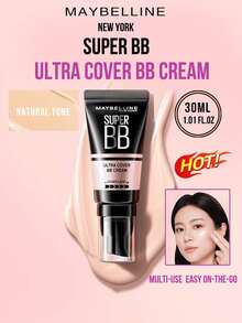 Maybelline Super BB Ultra Cover BB Cream #NATURAL WHITE 30ML/1.01FL.OZ, One-Swipe Perfect Makeup with Cover Level+ High Coverage, Multi-Effect in One, Cream Texture with Four Key Essences, 3-Step Easy Application (Warm-Press-Patad Natural-M. Coverage - 03自然色 - 查看 2
