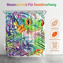 Duschvorhang 120x200 cm Bemalter Frosch Motiv, Beschwerter Saum Antischimmel,Wasserabweisend,Waschbar Polyester Badevorhänge mit 12 Ösen und Duschvorhangringe für Badezimmer, Badewanne - BemalterFrosch - Übersicht 8