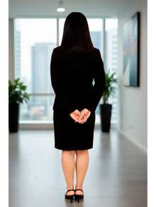 Formal Blazer And Skirt Set For Secretary And Receptionist - Black - View 5