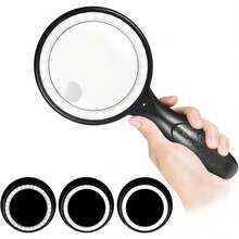 5X & 10X Magnifying Glass With 33 LED Lights & 3 Modes | Portable Handheld Magnifier For Reading, Crafts, Knitting & Laptop Use - 黑色 - 查看 4