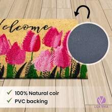 Coir Doormat, Front Door Mats Outdoor, Funny Welcome Mat Outdoor, Front Door Mat For Home Entrance, Door Mat Outside Entrance, Welcome Mat Indoor 16\X27.5\ (Tulips) - 鬱金香 - 查看 8