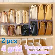 2/3/4pcs Clear PP Material Vertical Divider Bag Organizer Stackable Purse Storage Rack Anti-Deformation Dustproof Moistureproof Visible Design Easy To Clean Space Saving For Closet Wardrobe Dresser Top Handbag Classification Storage - Clear - View 5