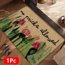 1 pieza Alfombra de lino con estampado de cactus para cocina, baño, entrada, alfombra rectangular impresa en 3D para sala de estar, dormitorio, pasillo, baño, lavandería - Alfombra de poliéster para decoración del hogar interior y exterior - Multicolor - Ver 18