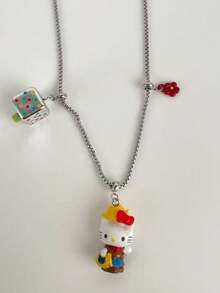 1pc Sanrio Cute Cartoon Character Hello Kitty Pendant Necklace, Fashionable And Versatile Neck Accessory - Multicolor - View 7