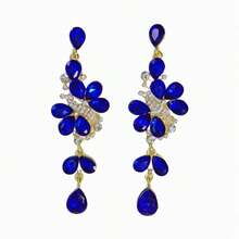 1 Pair Fashionable And Exaggerated Pair Of Luxurious Earrings With A High-End Temperament, Paired With Personalized Earrings, Suitable For Banquets, Parties, And Valentine'S Day Gifts - 墨綠色 - 查看 3