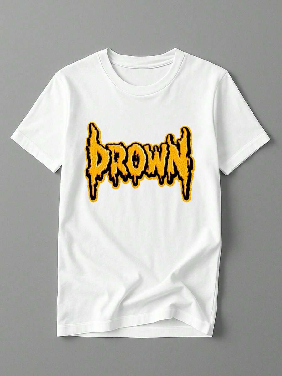 Men's Flame Drip T-Shirt 100% Cotton 180GSM Streetwear With Flame Print - Casual White Short Sleeve Crew Neck T-Shirt For Gym, Outdoor Activities, Casual Wear - Summer And Year-Round Essential - 白色 - 查看 1
