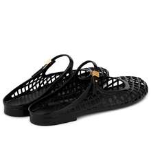 Clear Mary Jane Jelly Shoes For Women Slip On Mules Comfortable Closed Toe Flat Jelly Sandals Summer Mesh Slides - Black - View 5