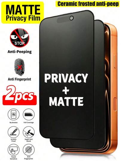 Yezodawee 2 st matt skärmskyddsfilm, kompatibel med iPhone 17 Pro Max [6,9 tum] | Tillverkad av mjuk TPU-film (inte härdat glas/keramisk film), splittersäker och stöttålig | Integritetsfunktionen säkerställer att skärminnehållet endast är synligt framifrån