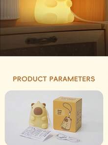 Capybara Sleep Night Light - Adjustable Brightness And Color, Soft Silicone Bedside Lamp With Touch Control And Rechargeable, Suitable For Room Decor And Stress Relief Gift - Multicolor - View 8