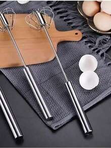 Semi-Automatic Stainless Steel Thickened Handheld Multi-Function Egg Beater Cooking Tool - Multicolor - View 9