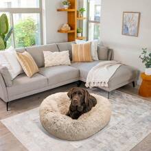 Best Friends By Sheri The Original Calming Donut Dog Bed – Washable Plush Pet Bed For Large Breeds Up To 100 Lbs, Shag Faux Fur, Taupe, Large (36" X 36") - 灰鏗鏘 - 查看 4