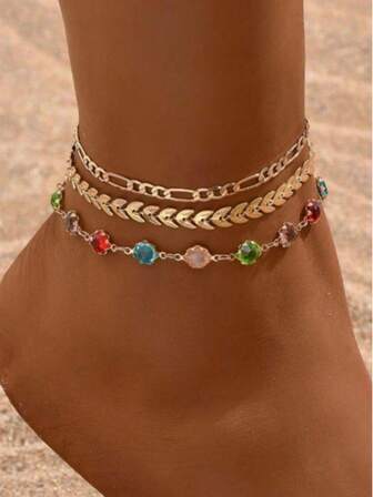 1 Set Minimalist Fashionable Multicolor Personalized Creative Elegant Casual Beach Resort Beaded Anklet