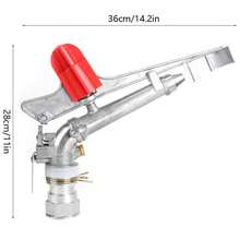 Aspersores de riego agrícola de 1,5 pulgadas y 360°, pistola de impacto ajustable con juego de boquillas para riego de áreas grandes, brazo oscilante con rotación de rosca hembra. - Plateado - Ver 3
