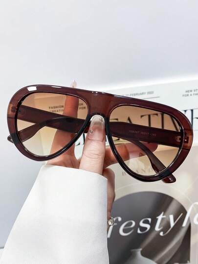 新款复古大框飞行员时尚眼镜，男女通用，百搭时尚眼镜，适合日常、休闲、街头风、派对、朋克等场合。