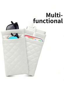 MIYIN 1 Piece Soft PU Double Glasses Case Sunglasses Pouch Holder Organizer Storage For Daily- Portable Squeeze Top Leather Glasses Case Minimalist Solid Color Argyle Anti-Scratch Glasses Storage Bag Eyewear Accessories Sunglasses, Sunglasses, Reading Glasses, Myopia Glasses, Astigmatism Glasses Storage Bag For Men And Women Back To School School Bag Travel Essentials Travel Organizer For Beach Summer Vacation Travel Accessories Travel Bag Vacation Holiday School Stuff Sunglasses Women - Multicolor - View 2