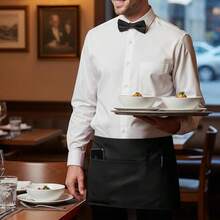 BOHARERS Waist Apron With 3 Pockets - Black Waitress Waiter Server Short Aprons - B-10包黑色 - 查看 3