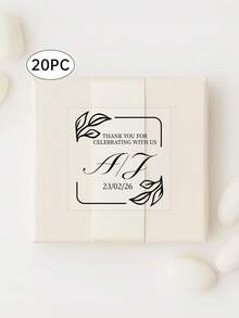 8/20/40pcs Custom Clear Plastic Stickers With Black Print,Square Wedding Transparent Stickers,Adhesive Labels With Love By Your Name, Personalized Stickers With Text Logo - Multicolor - View 10