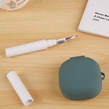 DO AS YOU WISH غطاء سيليكون + فرشاة تنظيف مناسبة ل- Galaxy Buds Live/Buds Pro/Buds 2/Buds2 Pro/Buds FE 5 موديلات، مع خطاطيف، مادة السيليكون توفر قبضة مريحة، غطاء واقي بلون صلب جميل - أخضر داكن - مشاهدة 4