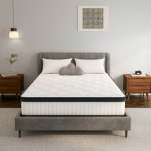 12 Inch Spring Mattress, Combining Memory Foam And High-Quality Inner Spring System, Provides Support And Breathability. It Features A Soft, Skin Friendly Polyester Fiber Cover, Providing Balanced Support, Pressure Relief, And Body Fit. Available In Multiple Sizes, Including California King - 白色 - 查看 3