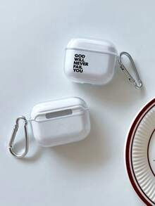 God Will Never Fail You" Inspirational Quote Earphone Case With Carabiner Clip, Clear Transparent Soft TPU Shockproof Cover, Christian Religious Motivational Design, Compatible With AirPods Case, Compatible With AirPods Pro 3 Case, Compatible With AirPods 4 Case, Faith-Based Gifts - Clear - View 5