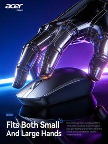 Acer OMR280 2.4GHz Wireless Mouse, Silent Mouse With USB Receiver, Plug And Play, Ergonomic Design, Suitable For Office And Home Entertainment Scenarios, Multi-System Compatible Devices, Applicable To , Laptops, PCs - Black - View 7