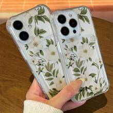 Una funda para teléfono llamada 'Magnolia' con ranura para tarjetas, adecuada para  16/16 Pro/16 Pro Max, que permite insertar tarjetas y fotos, compatible con las series  15/14/13/12/11.Esta funda para teléfono presenta un diseño transparente y engrosado con esquinas reforzadas, proporcionando protección total contra caídas de tu teléfono. - Colores mixtos - Ver 4
