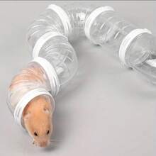 18 Stück Hamster Tunnelsystem - verbindbare Rohre mit Sicherheitsverriegelungsringen, transparente PVC-Röhren für Hamsterkäfige, Kleintiergehege, Aquarien - einfache Montage, platzsparend, Hamster-Training & Spielen (für Hamster, Mäuse und Gerbils), Hamster-Rohre und -Tunnel, Käfigbereicherung, modulares Setup, robuste Konstruktion, Gerbil-Zubehör, Nagetier-Bedarf - Verschiedenfarbig - Übersicht 4