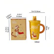 Disney 1个史迪奇陶瓷马克杯，带防尘盖，大容量，卡通可爱情侣礼物，办公室适用 - 彩色 - 查看 10