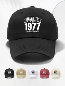 1 szt. 1977 Czapka z daszkiem z nadrukiem, miękka, regulowana, oddychająca, modna, uniwersalna, codzienna, do biegania, sportowa, na zajęcia na świeżym powietrzu, niezbędna dla entuzjastów - A - Zobacz 1