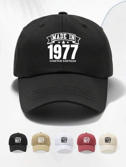 1顶1977印花软顶棒球帽，尺码可调节，透气，时尚百搭，适合休闲、跑步、运动、户外活动，是爱好者的必备单品。
