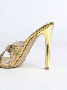 Giày sandal cao gót mũi nhọn quai chéo kiểu Pháp dành cho nữ, thiết kế mới lạ, đa năng, thích hợp cho mùa hè. - Vàng - Xem 8