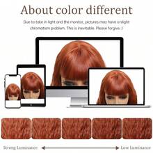 Peluca larga ondulada de 40 pulgadas con flequillo para mujeres, disponible en una variedad de colores, peluca de cosplay esponjosa para fiestas de Halloween y uso diario - Naranja Manchado - Ver 7