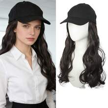 时尚女士帽子假发，染色长卷发，狐狸刺绣棒球帽，以及假发，秋冬新款造型 - 彩色 - 查看 9