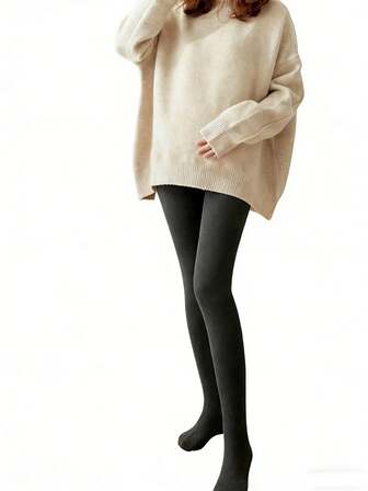 1 st gravidstrumpbyxor, termofodrade, justerbart magband, varma vinterleggings, lämpliga för 0°C-10°C