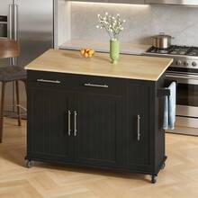 Mobile Storage Islands - Black+Natural + MDF + Kitchen-1 - View 1