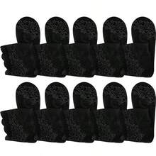 5双装春夏女士蕾丝花朵网眼袜防滑隐形内衬袜女式弹力舒适薄款透明透气短袜 - 彩色 - 查看 14