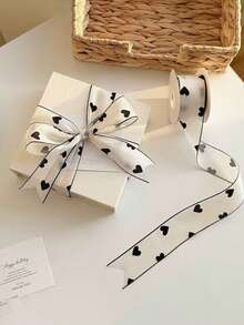 10 Yards (9 Meters) 1 Roll Black & White Heart Pattern Ribbon - Elegant Gift Wrapping And Floral Ribbon, Suitable For Christmas, Halloween, Thanksgiving, Easter And Other Holidays - Decorative Ribbon, Applicable For Various Occasions, Gift Wrapping Ribbon - Multicolor - View 5