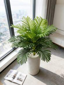 Kmitang 75-82cm Large Artificial Palm Plant, Fake Tropical Banana Tree Branches, Plastic Monstera Leaves, Suitable For Home, Office, Hotel Indoor/Outdoor Decor, Excluding Planter, 1pc - Green - View 3