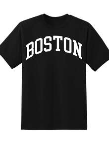 Boston Graphic T Shirt Women Oversized Casual Top Streetwear Fashion Loose Fit Black Tee Shirt For Everyday Wear Summer Outfit,220g - 黑色 - 查看 3
