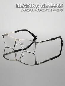 Unisex Classic Business Fashion Simple Style Reading Glasses, New Cat Eye Frame Metal Combination Stainless Steel Reading Glasses - Transparent - View 16