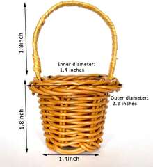 Art&Amp;Beauty 4pcs Tiny Miniature Rattan Baskets With Handles Small Woven Tote Flower Fake Baskets For Outdoor Dration Only - Black - View 2