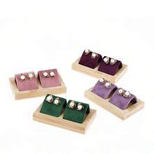 Bamboo And Wood Velvet Stud Storage Rack Jewelry Display Rack Earring Storage And Display Rack - 2 People - View 5
